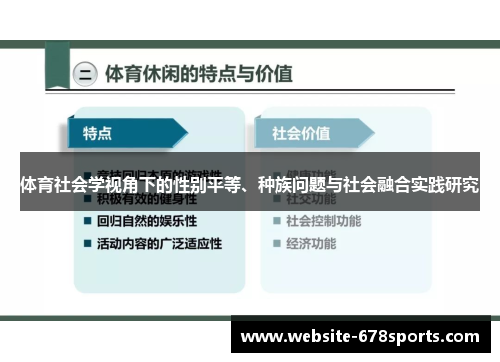 体育社会学视角下的性别平等、种族问题与社会融合实践研究